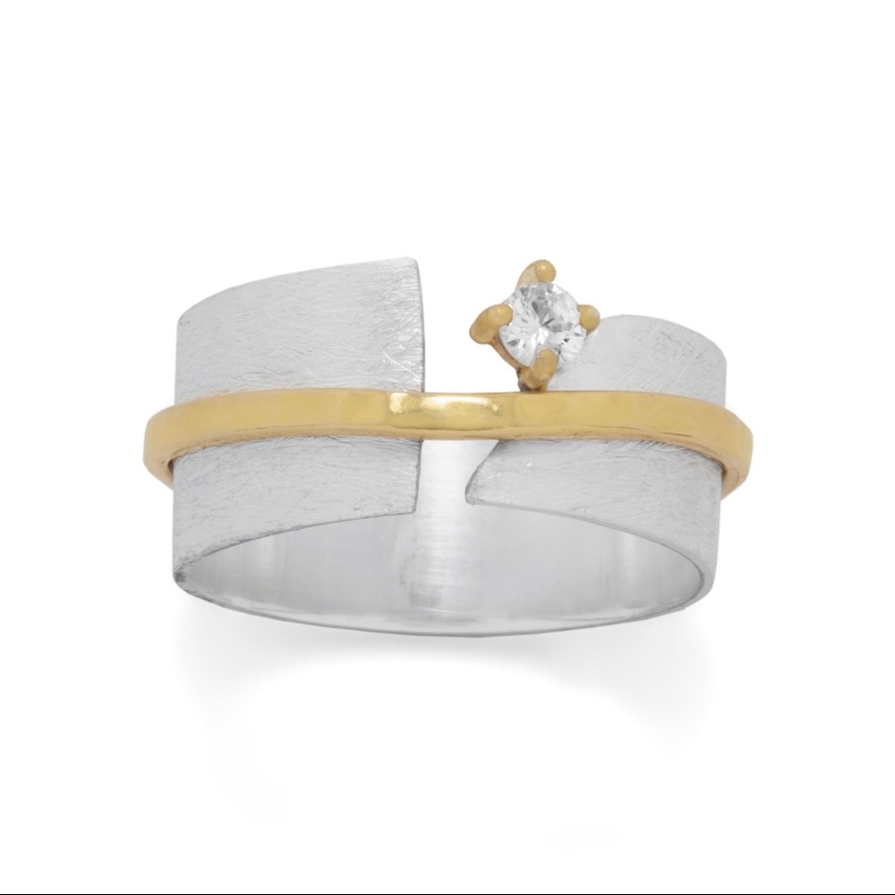 TWO TONE ART DECO CZ RING